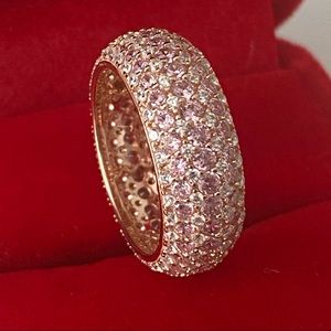 14k rose gold over 925 eternity pink white synthetic Diamond band 7